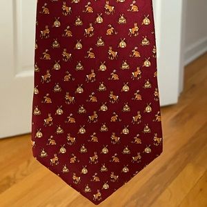 Ferragamo red silk tie with bunny print